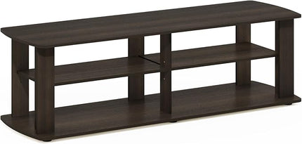 Furinno Nelly Entertainment Center TV Stand, Short 43.3"(W) x13.4(H) x13.1(D), Dark Brown - LeafyLoom