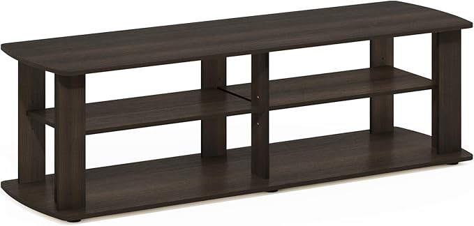Furinno Nelly Entertainment Center TV Stand, Short 43.3"(W) x13.4(H) x13.1(D), Dark Brown - LeafyLoom