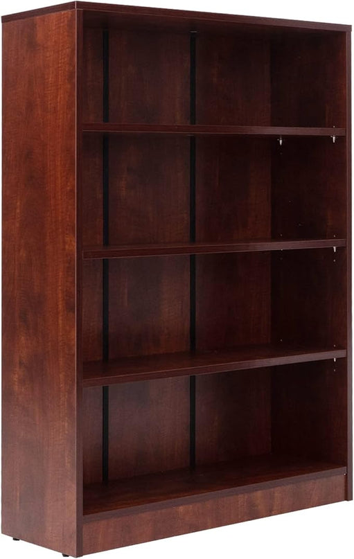 Farini Cherry Bookshelf for Bedroom 4 Shelf Office Bookcase 48 Inches Tall Modern Wood Bookshelf for Living Room 4 Tier Wide Manga Bookshelf Library Bookcase - LeafyLoom