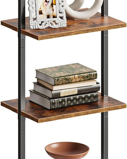 SUPERJARE 5 Tier Bookshelf, Narrow Book Shelf with Open Display Shelves, Small Bookcase with Metal Frame for Bedroom, Living Room, Rustic Brown - LeafyLoom