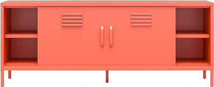 Novogratz Cache Metal Locker-Style TV Stand for TVs up to 65", Orange - LeafyLoom