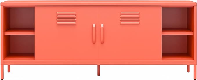 Novogratz Cache Metal Locker-Style TV Stand for TVs up to 65", Orange - LeafyLoom
