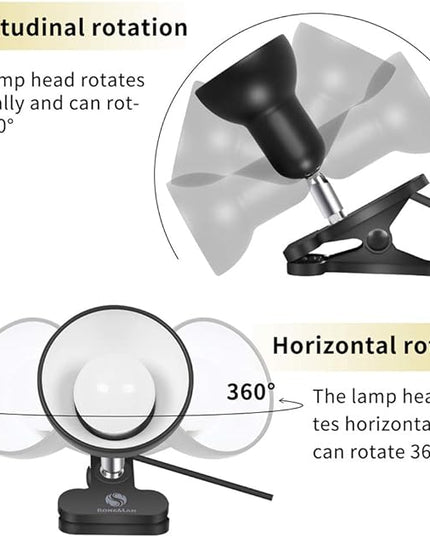 Sun-Rising Desk lamp,360° Rotation Clip on Lamp Portable Book Reading Light,Clamp on Desk/Table/Bunk Bed/Cupboard Home Lighting, (Seven Colors for Your Choice) White 2" - LeafyLoom
