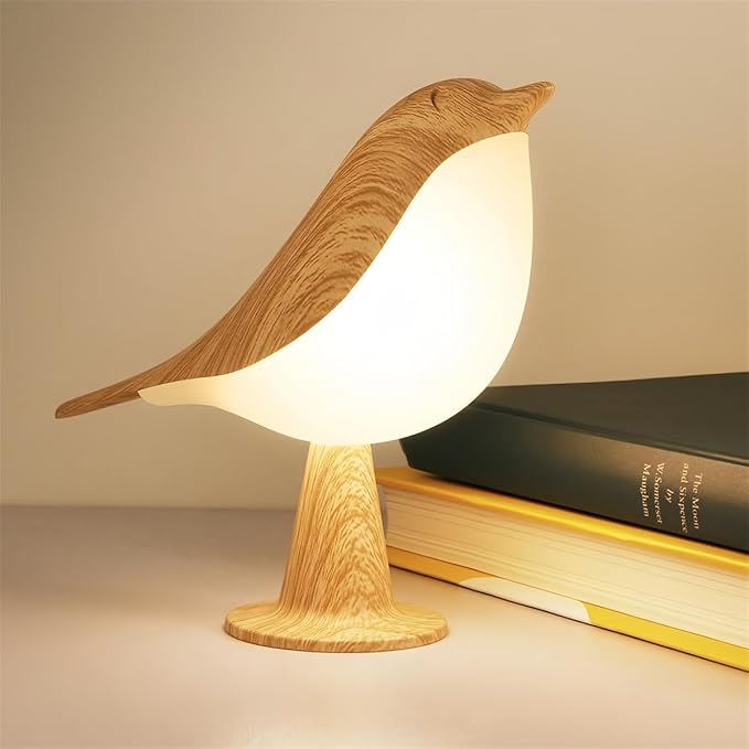 FUYUNXIN Bird Lamp Bedside Lamps - Rechargeable Cordless Table Lamp with 3 Color Temperatures and Touch Sensor - Perfect for Bedroom Nightstand (Maple) - LeafyLoom