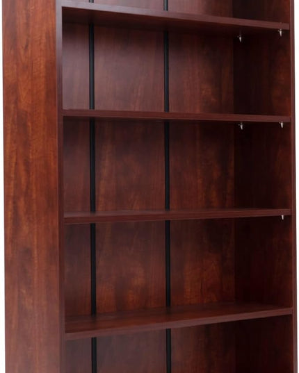 STARY 5 Shelf Cherry Bookcase 60 inch Tall Wood Bookshelf for Bedroom - LeafyLoom