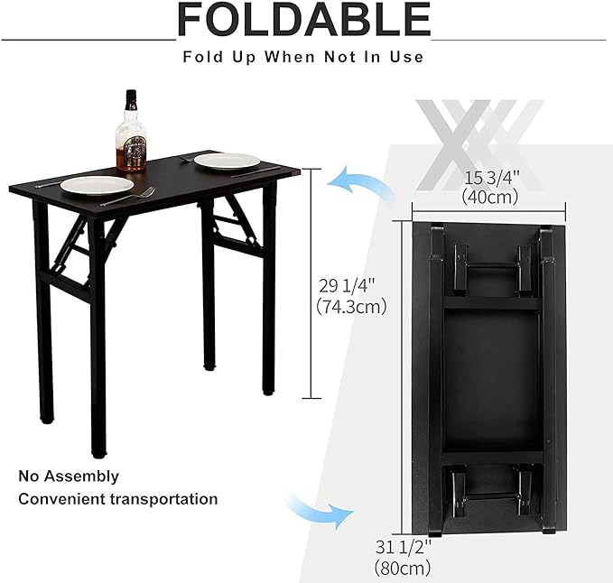 SogesGame 31.5 inches Small Desk Computer Desk for Small Space Small Folding Table Small Writing Desk Compact Desk Foldable Desk No Install - LeafyLoom