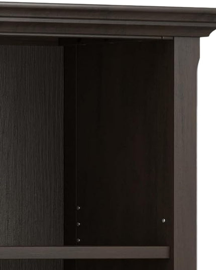 SIMPLIHOME Amherst SOLID WOOD Transitional 5 Shelf Bookcase for The Living, Study Room and Office, 24 inch, Hickory Brown - LeafyLoom