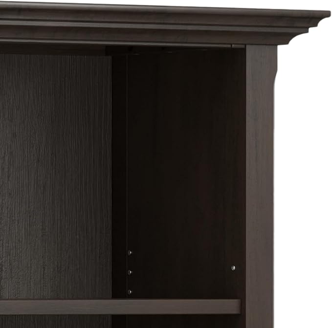 SIMPLIHOME Amherst SOLID WOOD Transitional 5 Shelf Bookcase for The Living, Study Room and Office, 24 inch, Hickory Brown - LeafyLoom