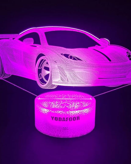 3D Car Breastfeeding Night Light, Multi Color LED Table Night Lamp, Timing Remote Control, Smart Touch Car Theme Bedroom Decor Light, Car Shape Gifts for Teen Kid Boy Girl Age 1-14 - LeafyLoom