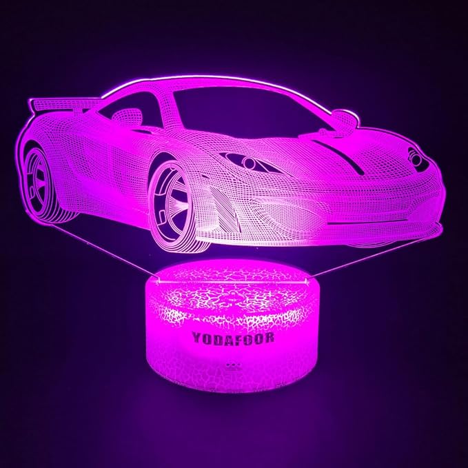 3D Car Breastfeeding Night Light, Multi Color LED Table Night Lamp, Timing Remote Control, Smart Touch Car Theme Bedroom Decor Light, Car Shape Gifts for Teen Kid Boy Girl Age 1-14 - LeafyLoom