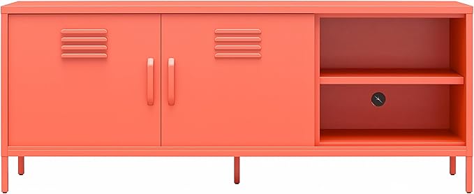 Novogratz Cache Metal Locker-Style TV Stand for TVs up to 65", Orange - LeafyLoom