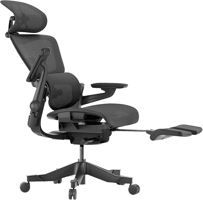 HINOMI H1 Pro V2 Ergonomic Office Chair with Footrest - Home Office Desk Chair with Lumbar Support, Mesh Office Chair with Headrest, Comfy Computer Chair with Back Support (Black, Extra-High) - LeafyLoom