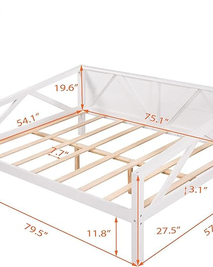 Jintop Full Size Daybed with Additional Storage Space,Sturdy Sofa Bed Frame W/ 8 Wood Slat Support,Easy to Install,for Teens Kids Girls Boys,Living Room Bedroom Apartment,White - LeafyLoom