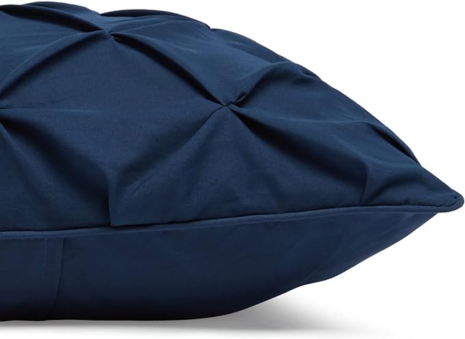 Amazon Basics All-Season Down-Alternative 3 Piece Comforter Bedding Set, King, Navy Blue, Pinch Pleat With Piped Edges - LeafyLoom