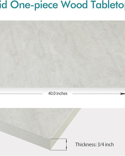 Kaboon Universal Tabletop 40"x18", Solid One-Piece Melamine Table Top, Double Desk L-Desk Floating Desk DIY, Home and Office,Sea Salt/White - LeafyLoom