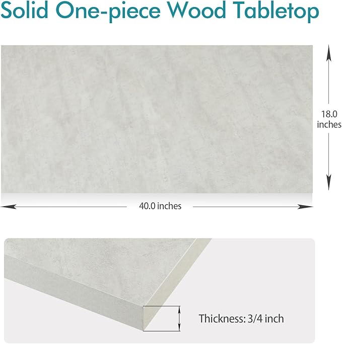 Kaboon Universal Tabletop 40"x18", Solid One-Piece Melamine Table Top, Double Desk L-Desk Floating Desk DIY, Home and Office,Sea Salt/White - LeafyLoom