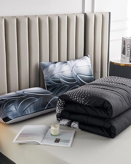 Teen Boy Comforter Set Full,Basketball Bedding Set for Kids Boys Teens,Black and Grey Sports Comforter Full with 2 Pillowcases,Basketball Comforter Full Size for Boys,All Season Use - LeafyLoom