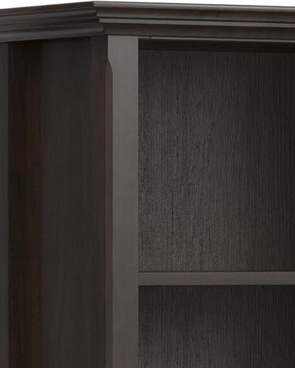 SIMPLIHOME Amherst SOLID WOOD Transitional 5 Shelf Bookcase for The Living, Study Room and Office, 24 inch, Hickory Brown - LeafyLoom