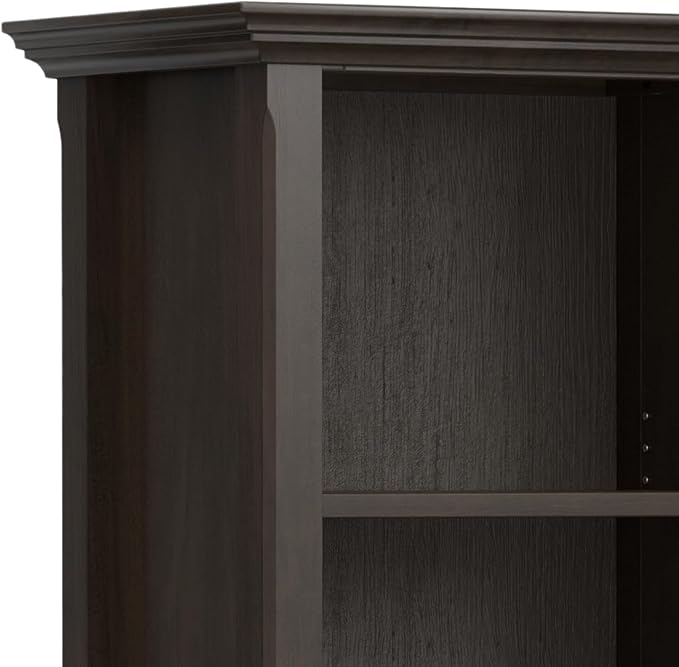 SIMPLIHOME Amherst SOLID WOOD Transitional 5 Shelf Bookcase for The Living, Study Room and Office, 24 inch, Hickory Brown - LeafyLoom