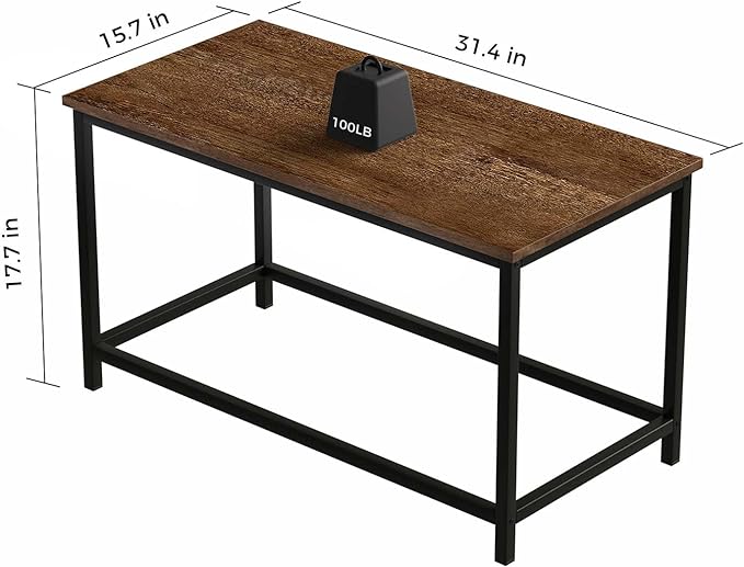 SAYGOER Small Rectangular Coffee Table Simple Modern Open Design Minimalist Center Table for Living Room Small Spaces, Easy Assembly, 31.5 x 15.7 x 17.7, Dark Walnut - LeafyLoom