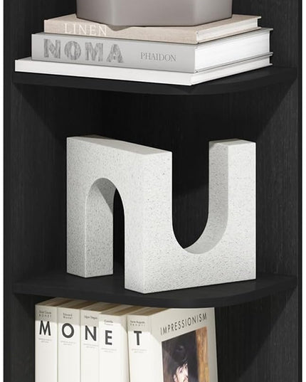 Furinno Pasir 5-Tier Corner Open Shelf Bookcase, Blackwood - LeafyLoom