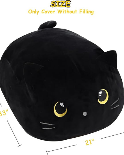Stuffed Animal Storage Bean Bag Chair Cover for kids Cute Black Cat Large Beanbag Plush Toy Bedroom Décor Organizer Cover, No Beans - LeafyLoom