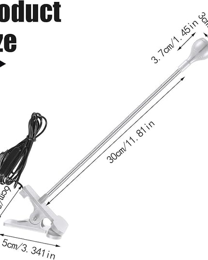 Big Chip 395nm UV LED Light Fixtures with Gooseneck and Clamp Mini Desk Light Clamp Portable Gooseneck for Outdoor Stall Gel Nail Curing, 5V USB Input(Silver,2 Pieces) - LeafyLoom
