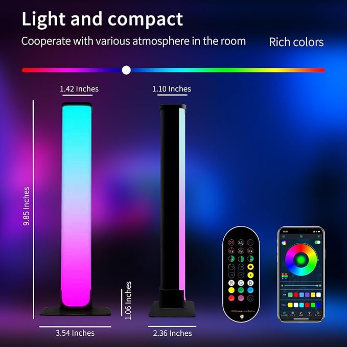 RGB Light Bar Gaming Lights RGB Backlights with Scene Modes and Music Modes for Gaming Pictures PC TV LED Lights for Gaming Desk Lights Bedroom Ambient Lighting - LeafyLoom