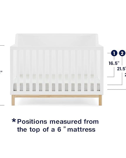 babyGap by Delta Children Oxford 6-in-1 Convertible Crib TrueSleep 2-Stage Deluxe Crib and Toddler Mattress (Bundle) - LeafyLoom