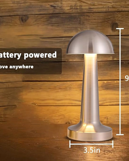 Portable LED Table Lamp, 3-Levels Brightness Metal Desk Lamp, 3 Color Touch Control Rechargeable Lamp, Night Light, Bedside Lamp,Dining Room Lamp (Silver) - LeafyLoom