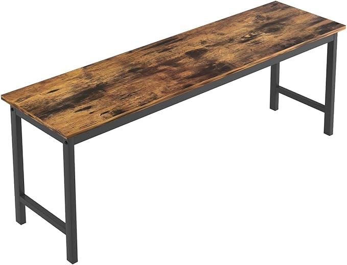 NicBex Kitchen Table Set Breakfast Nook Table Set 3 Pieces Farmhouse Kitchen Table Set with 2 Benches for Dining Room Farmhouse Office, Metal Frame and MDF Board, Brown - LeafyLoom
