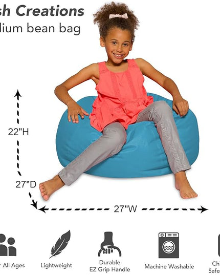 Posh Creations Bean Bag Chair for Kids, Teens, and Adults Includes Removable and Machine Washable Cover, Heather Teal, 27in - Medium - LeafyLoom
