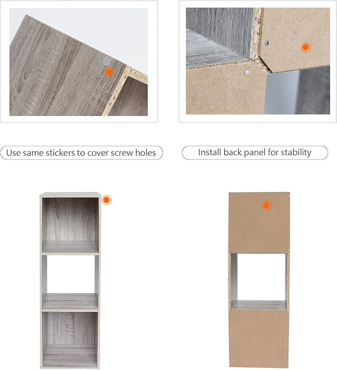 PACHIRA E-Commerce Storage Bookcase Wooden, Unit Shelf, Closet Cabinet, DVD Rack Bookshelf File Organizer Rack in Living Room, Bedroom, Study, each cube 11.22“, 3 Cube, OAK GREY - LeafyLoom