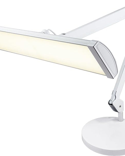 Neatfi Ultra 3,500 Lumen LED Desk Lamp, Color Correlated Temperature, 3 Light Modes, Dimmable, 45W, 26 Inch Wide Metal Shade, 540 SMD LEDs (CCT with Base, White) - LeafyLoom