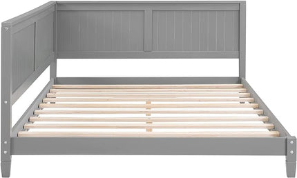 Bellemave Full Size Wood Daybed, Wood DayBed Sofa Bed Frame for Living Room Bedroom,Solid Wood Daybed Twin Size Sofa Bed Frame with Wood Slat Support,No Box Spring Needed,Gray - LeafyLoom