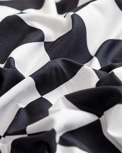 Black White Grid Comforter Set Twin Black Plaid Bedding Set Girls Black and White Checkered Bed Comforter Set Breathable Blanket Set Kids Durable Bedding Comforter Set - LeafyLoom