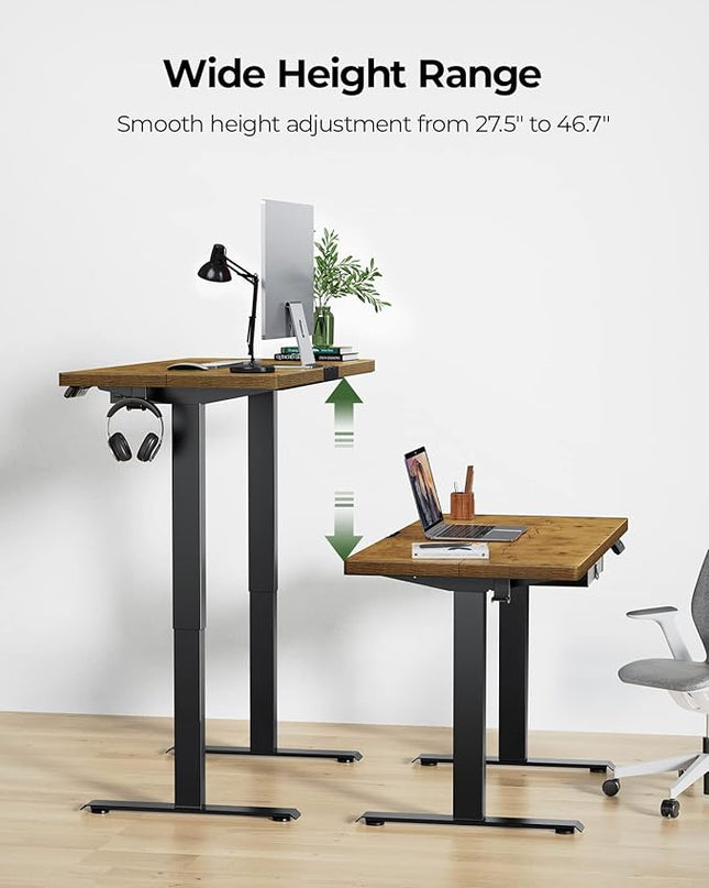 Marsail Standing Desk with Drawer, 55x24 Inch Adjustable Height Standing Desk, Electric Stand up Desk, Sit Stand Home Office Desk, Ergonomic Workstation for Home Office Computer Gaming Desk Rustic - LeafyLoom
