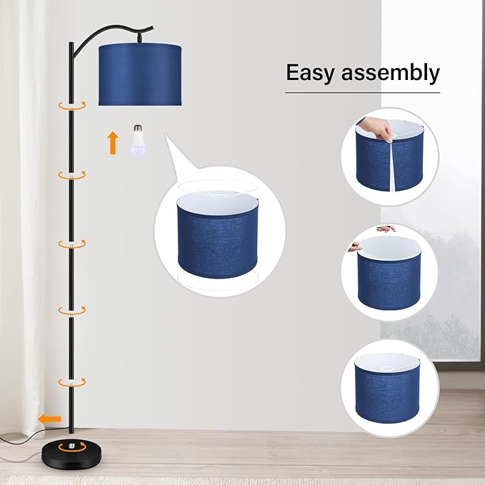 BoostArea Floor Lamp for Living Room,Arc Floor Lamp with Remote Control,Stepless Dimmable Brightness & Colors Temperature 2700k-6500k,Modern Standing Lamp for Bedroom Study Room Office,Blue - LeafyLoom