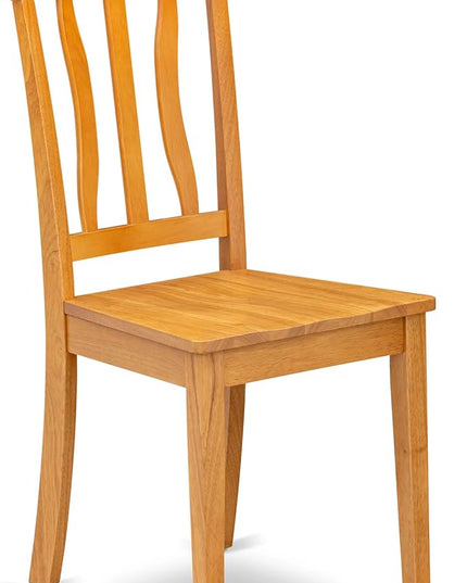East West Furniture ANC-OAK-W Antique Dining Room Chairs - Slat Back Wooden Seat Chairs, Set of 2, Oak - LeafyLoom