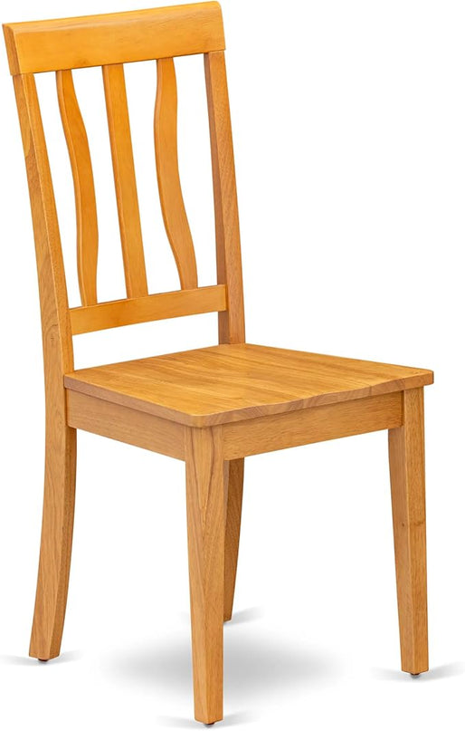 East West Furniture ANC-OAK-W Antique Dining Room Chairs - Slat Back Wooden Seat Chairs, Set of 2, Oak - LeafyLoom