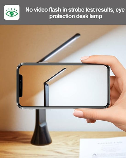 Rechargeable Desk Lamp, Foldable Portable Battery Operated Desk Lamp for Home Office, 2500mAh Cordless LED Desk Lamp with Flashlight Function, Eye Protection Study Lamp (Black) - LeafyLoom