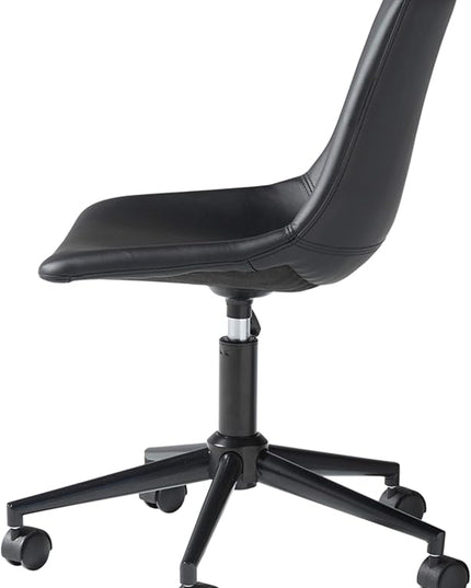 Signature Design by Ashley Faux Leather Adjustable Swivel Bucket Seat Home Office Desk Chair, Black - LeafyLoom