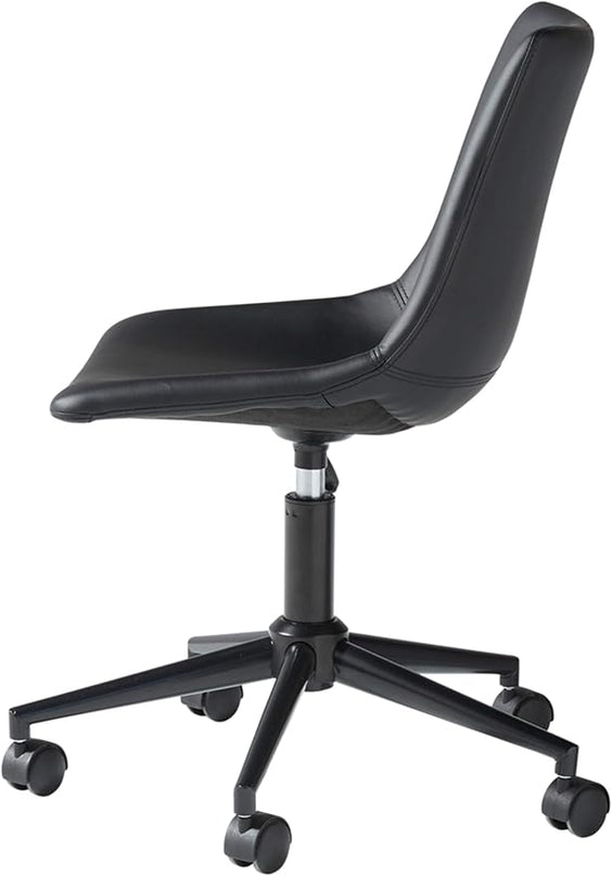 Signature Design by Ashley Faux Leather Adjustable Swivel Bucket Seat Home Office Desk Chair, Black - LeafyLoom