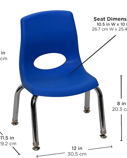 Angeles H, Blue with Chrome Legs MyPosture Children's Chair, 8-inch - LeafyLoom