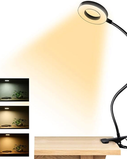 Clip on Light Reading Lights, 48 LED USB Desk Lamp with 3 Color Modes 10 Brightness, Eye Protection Book Clamp Light, 360 ° Flexible Gooseneck Clamp Lamp for Desk Headboard Video Conferencing - LeafyLoom