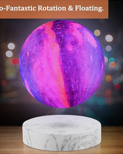 VGAzer Levitating Moon Lamp,Floating and Spinning in Air Freely with 3D Printing LED Moon Light Has 16 Colors 20 Modes for Unique Christmas Gifts,Room Decor (Marble Base 16 Colors Galaxy Moon) - LeafyLoom
