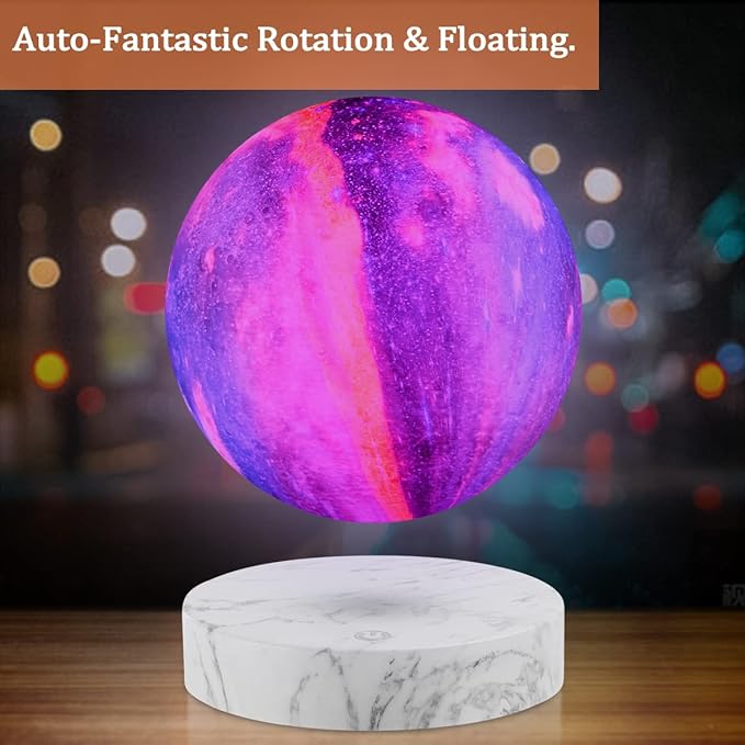 VGAzer Levitating Moon Lamp,Floating and Spinning in Air Freely with 3D Printing LED Moon Light Has 16 Colors 20 Modes for Unique Christmas Gifts,Room Decor (Marble Base 16 Colors Galaxy Moon) - LeafyLoom