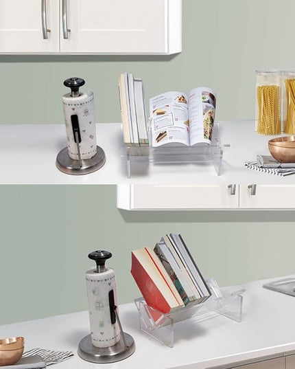 Sumerflos Acrylic Desktop Bookcase, Book Storage Organizer Bookshelves, Clear Mordern Tabletop Storage Rack for Office Home Shelf Display for Cd/Magazine/Book - Clear - LeafyLoom