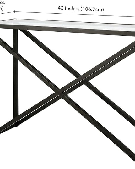 Calix 42'' Wide Rectangular Console Table in Blackened Bronze - LeafyLoom