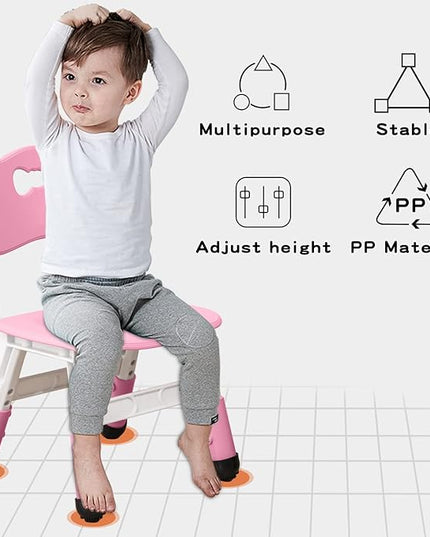 4 Piece Kids Chair Set 3 Levels Adjustable Stackable Kids Chairs Ideal for Playrooms, Schools, Daycares and Homes Washable and easy to clean Max weight 220LB(Pink 4Piece set) - LeafyLoom
